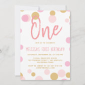 Polka Dot Blush Pink Confetti Sprinkle Birthday Kaart (Voorkant)