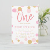 Polka Dot Blush Pink Confetti Sprinkle Birthday Kaart (Staand voorkant)