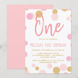 Polka Dot Blush Pink Confetti Sprinkle Birthday Kaart