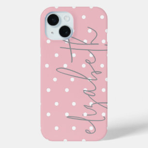 Polka Dot blush roze & grijze naam iPhone Case