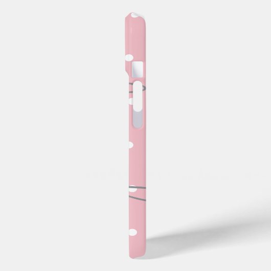 Polka Dot blush roze & grijze naam iPhone Case (Achterkant / Links)