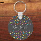 Polka dot boho waterverf cadeaunaam schattig meisj sleutelhanger (Voorkant)