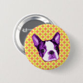 Polka Dot Boston Terrier Puppy Button (Voorkant /achterkant)