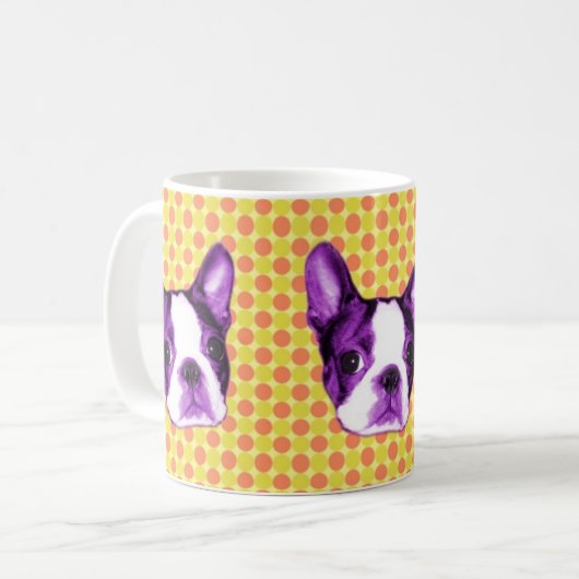 Polka Dot Boston Terrier Puppy Mok (Voorkant links)