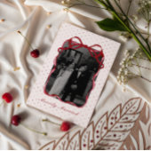 Polka Dot Bow Photo Merrily Married Couple Wedding Feestdagenkaart