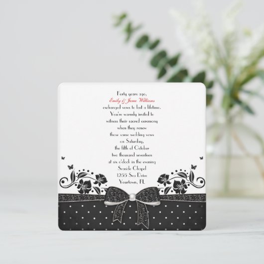 Polka Dot Bow Vow Renewal Kaart (Staand voorkant)