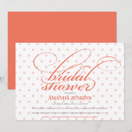Polka Dot Bridal Shower Kaart (Voorkant / Achterkant)