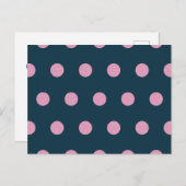 Polka Dot Briefkaart (Midnight Blue & Soft Pink) (Voorkant / Achterkant)