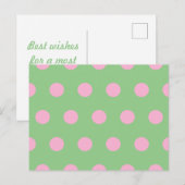 Polka Dot Briefkaart (Sage Green & Pastel Pink) (Voorkant / Achterkant)
