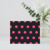 Polka Dot Briefkaart (Zwart & Neon Roze) (Staand voorkant)