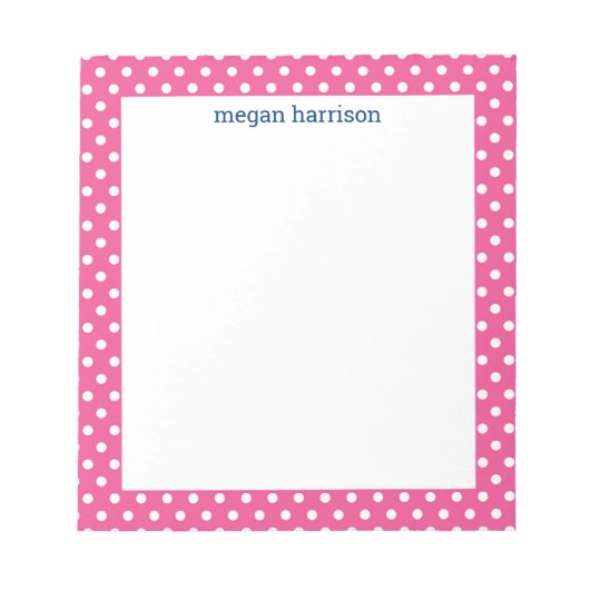 Polka Dot Bright roze, persoonlijk aangebrachte la Notitieblok (Voorkant)