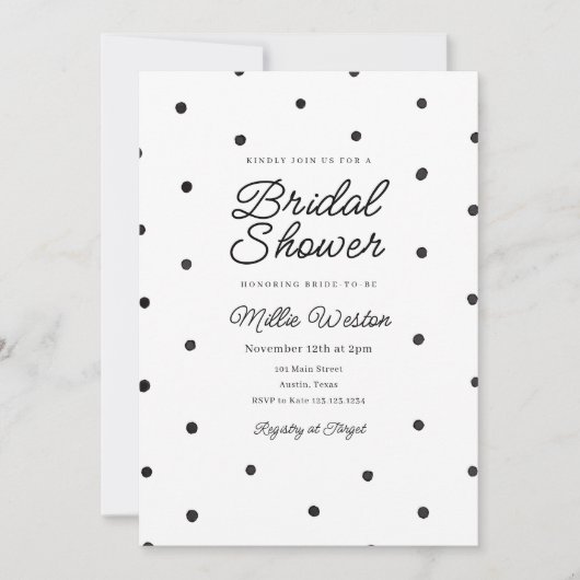 Polka Dot bruids douche uitnodiging (Voorkant)