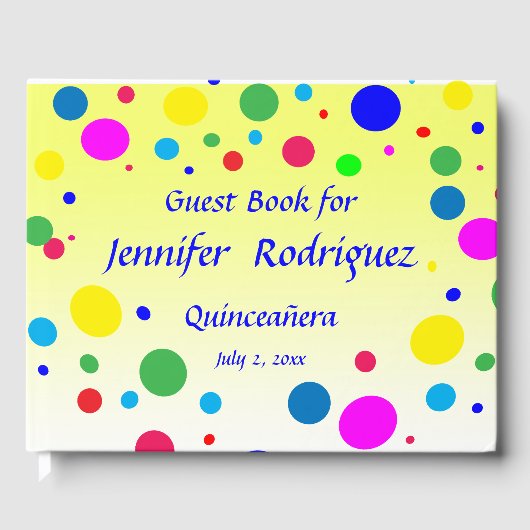 Polka Dot Bubble Ballon Quinceañera Guest Book Gastenboek (Voorkant)