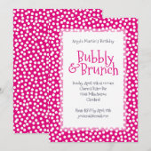 Polka Dot Bubble en Brunch Hot Pink Kaart (Voorkant / Achterkant)