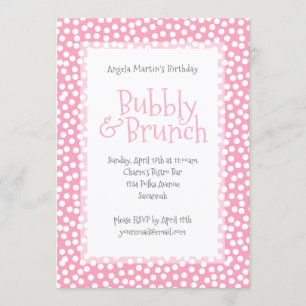 Polka Dot Bubble en Brunch Pink Invitation Kaart