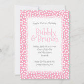 Polka Dot Bubbly en Brunch Roze Uitnodiging (Voorkant)