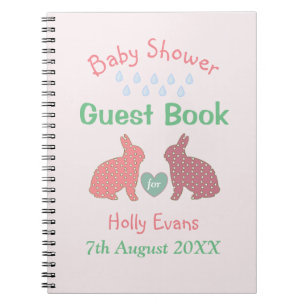 Polka Dot Bunnies Custom Baby shower Notitieboek
