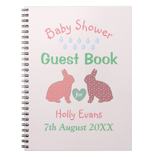 Polka Dot Bunnies Custom Baby shower Notitieboek (Voorkant)