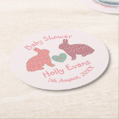 Polka Dot Bunnies Custom Baby shower Ronde Kartonnen Onderzetter (Gebogen)