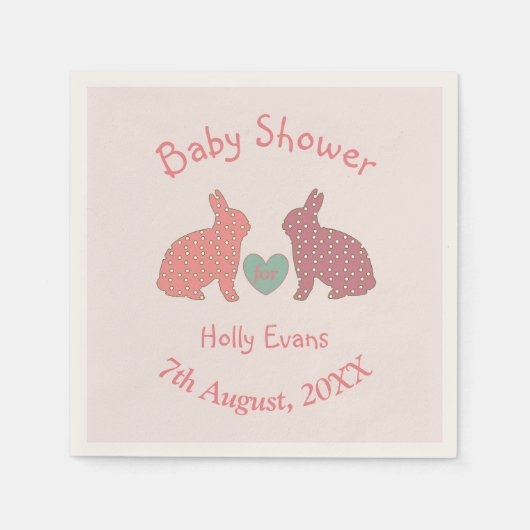 Polka Dot Bunnies Custom Baby shower Servet (Voorkant)