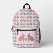 Polka Dot Bunnies en Hearts Pattern on Pink Bedrukte Rugzak (Voorkant)