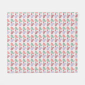 Polka Dot Bunnies en Hearts Pattern on Pink Fleece Deken (Voorkant (Horizontaal))