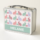 Polka Dot Bunnies Pattern op Roze Gepersonaliseerd (Achterkant)