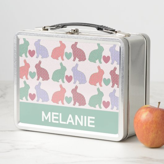 Polka Dot Bunnies Pattern op Roze Gepersonaliseerd (In situ)