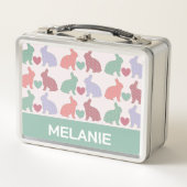 Polka Dot Bunnies Pattern op Roze Gepersonaliseerd (Voorkant)