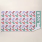 Polka Dot Bunnies Pattern op Roze Gepersonaliseerd Strandlaken (Voorkant)