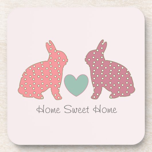 Polka Dot Bunnies Pink Home Sweet Home Bier Onderzetter (Voorkant)