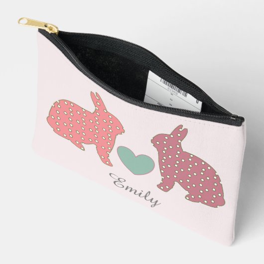 Polka Dot Bunnies Pink op maat Etui (Open)