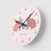 Polka Dot Bunnies Ronde Klok (Hoek)