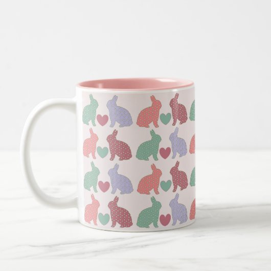 Polka Dot Bunnies Tweekleurige Koffiemok (Links)