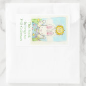 Polka dot bunny boekenplaat rechthoekige sticker (Tas)