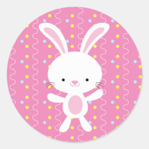 Polka Dot Bunny Ronde Stickers