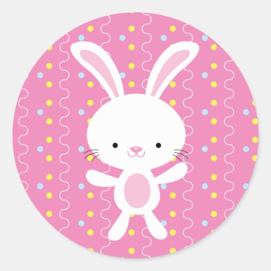 Polka Dot Bunny Ronde Stickers (Voorkant)