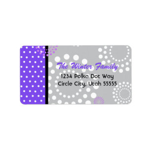 Polka Dot Burst Address Label -Paars