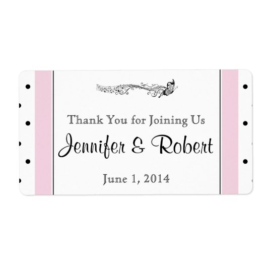 Polka Dot Butterfly Posh Water Fles Etiket (Voorkant)