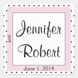 Polka Dot Butterfly Posh Wedding Envelope Seal Vierkante Sticker