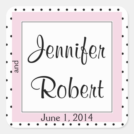 Polka Dot Butterfly Posh Wedding Envelope Seal Vierkante Sticker (Voorkant)