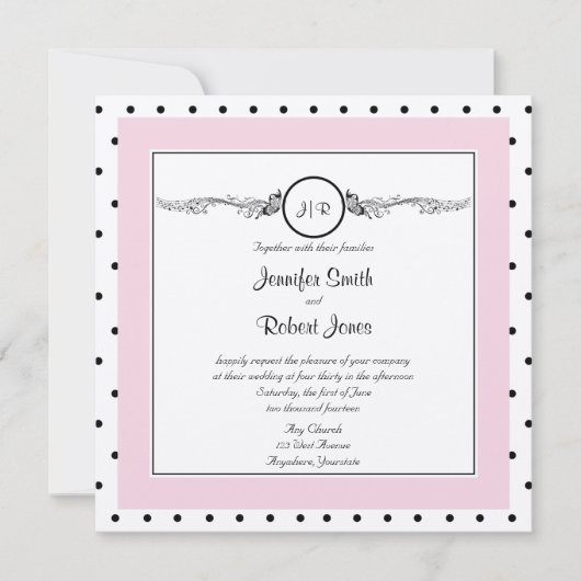 Polka Dot Butterfly Posh Wedding Kaart (Voorkant)