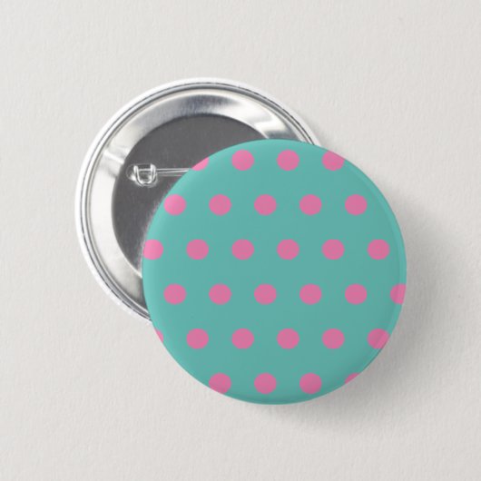 Polka Dot Button (Aqua & Roze) (Voorkant /achterkant)