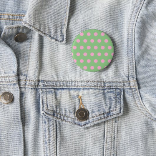 Polka Dot Button (Sage Green & Pastel Pink) (In situ)