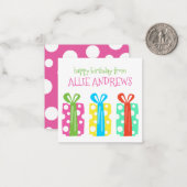 Polka Dot Cadeaus Birthday Gift Enclosure Cards Notitiekaartje (Voorkant / Achterkant in situ)