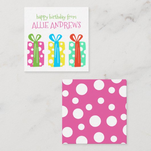 Polka Dot Cadeaus Birthday Gift Enclosure Cards Notitiekaartje (Voorkant / Achterkant)