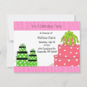 Polka Dot Cake and Cadeaus Birthday Invitation Kaart (Voorkant)