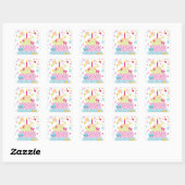 Polka Dot Cake en Confetti Vierkante Sticker (Vel)