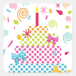 Polka Dot Cake en Confetti Vierkante Sticker