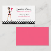 Polka Dot Cartoon Maid House Cleaning Service Visitekaartje (Voorkant / Achterkant)